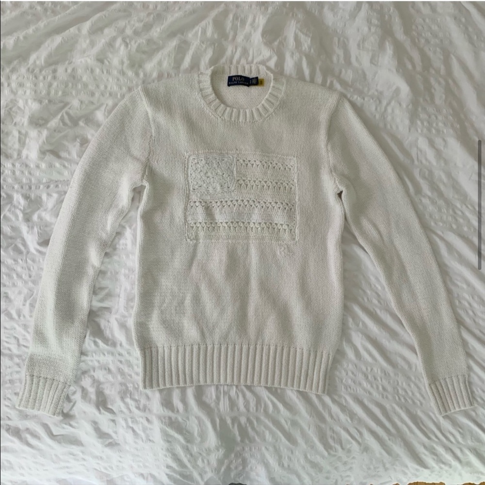 New Ralph Lauren American Flag White Sweater - Picture 6 of 12